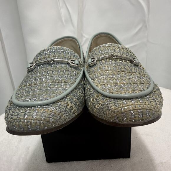 Sam Edelman Loraine Bit Blue Faux Tweed Comfort Loafers Shoe Size 1 Girl - Picture 7 of 12